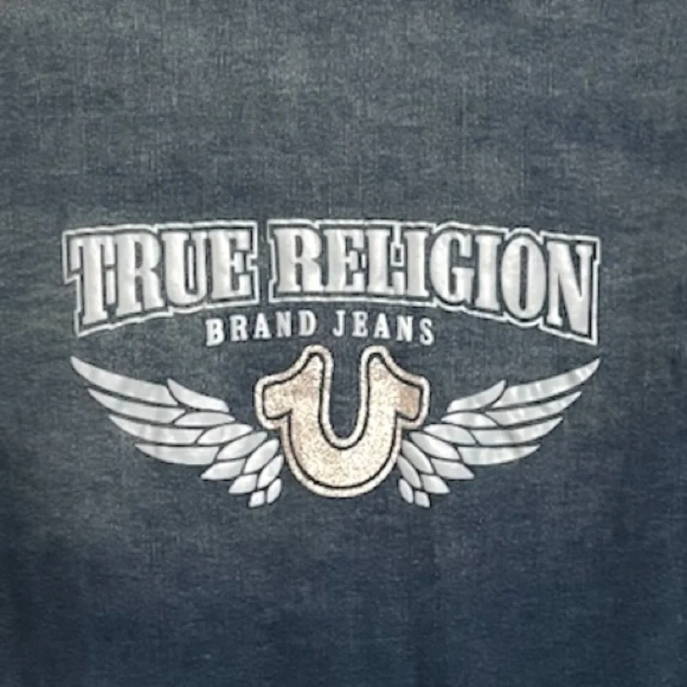 True Religion Georgia Denim Glitter button Shirt Cozy Fireside Wash Large - Picture 7 of 10